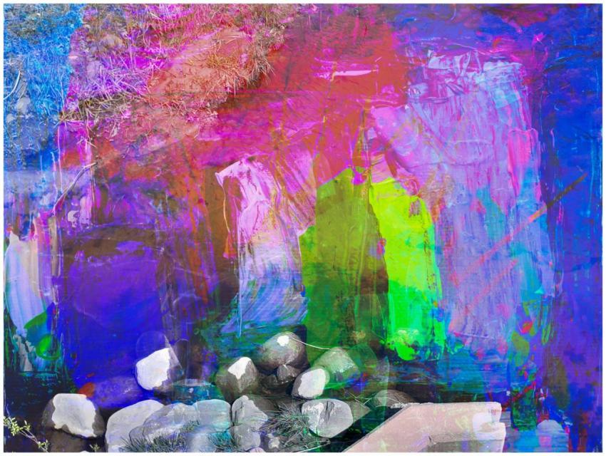 Colorful abstract mixed media art featuring vibran