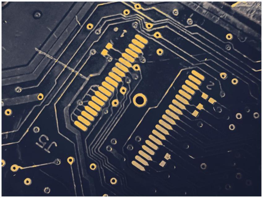 Detailed view of a modern electronic circuit board