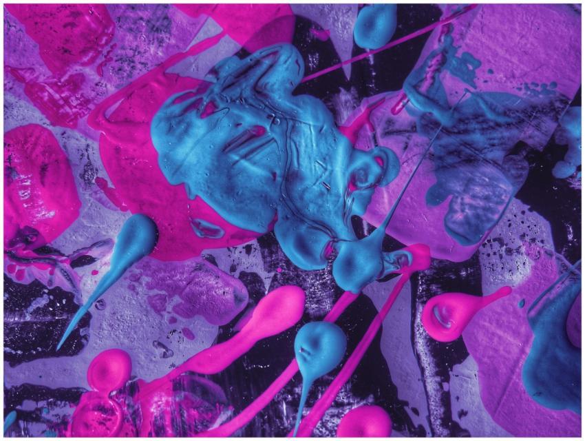 Dynamic abstract art with vibrant pink and blue ac