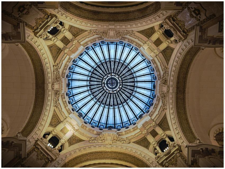 Art Nouveau stained glass dome of Galería Güemes i