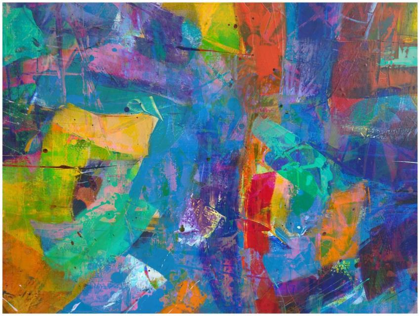 Dynamic colorful abstract painting with bold brush