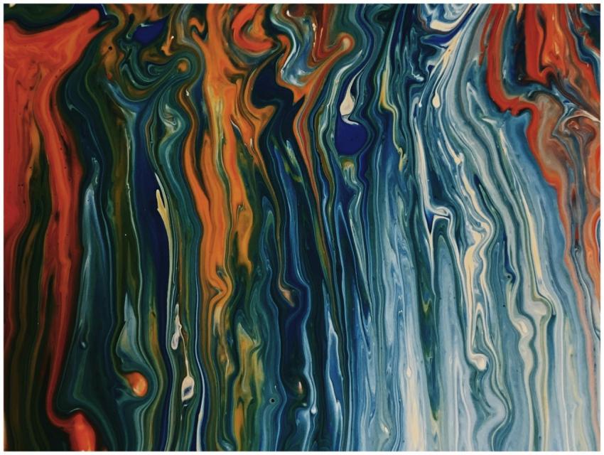 A dynamic abstract painting showcasing swirling co