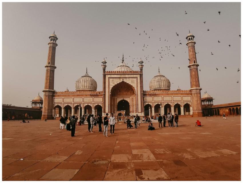 Iconic Jama Masjid in Delhi, India, with tourists