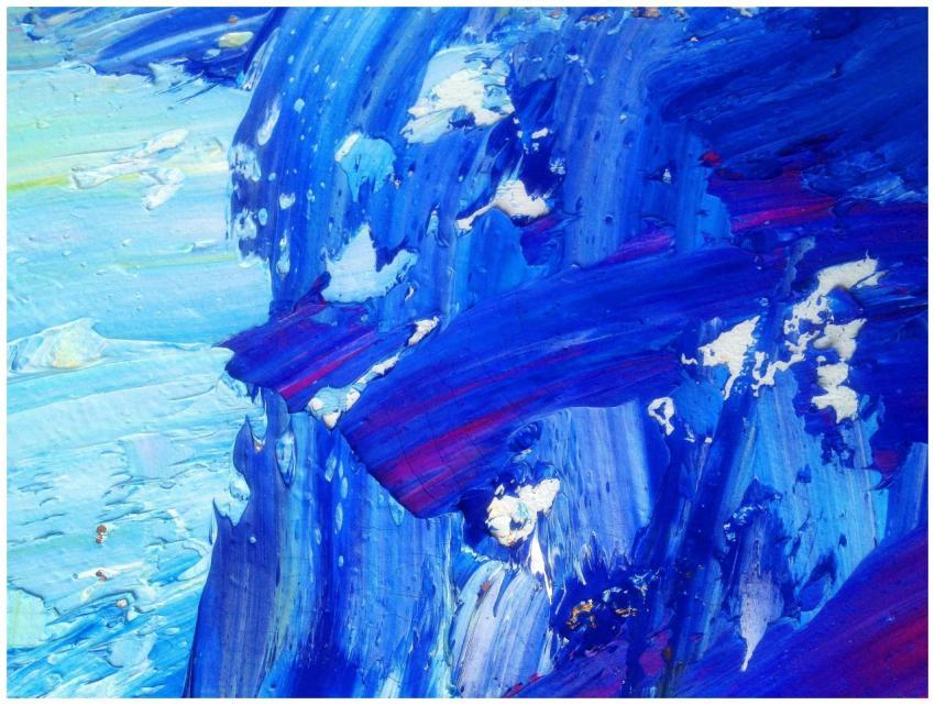 Dynamic blue abstract oil painting with texture an