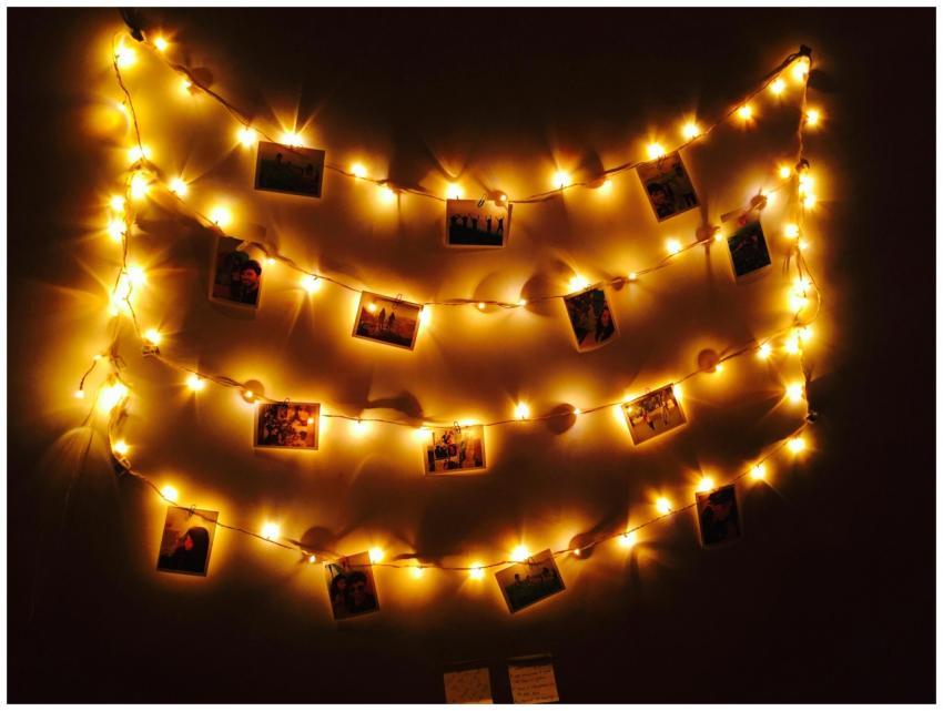 Cozy arrangement of fairy lights displaying photog