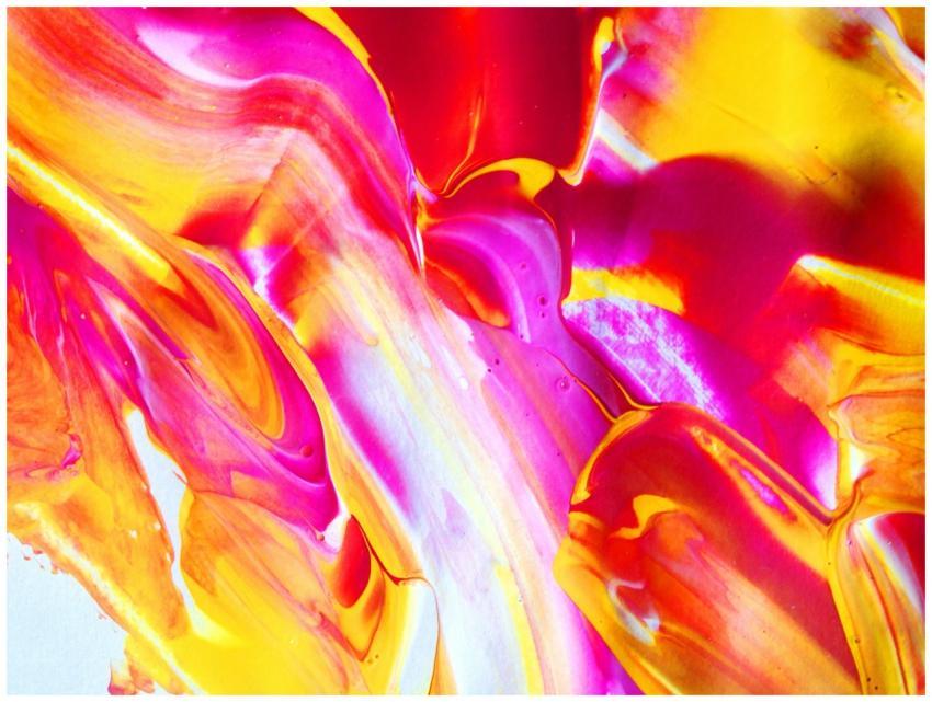 Dynamic abstract painting showcasing vibrant hues