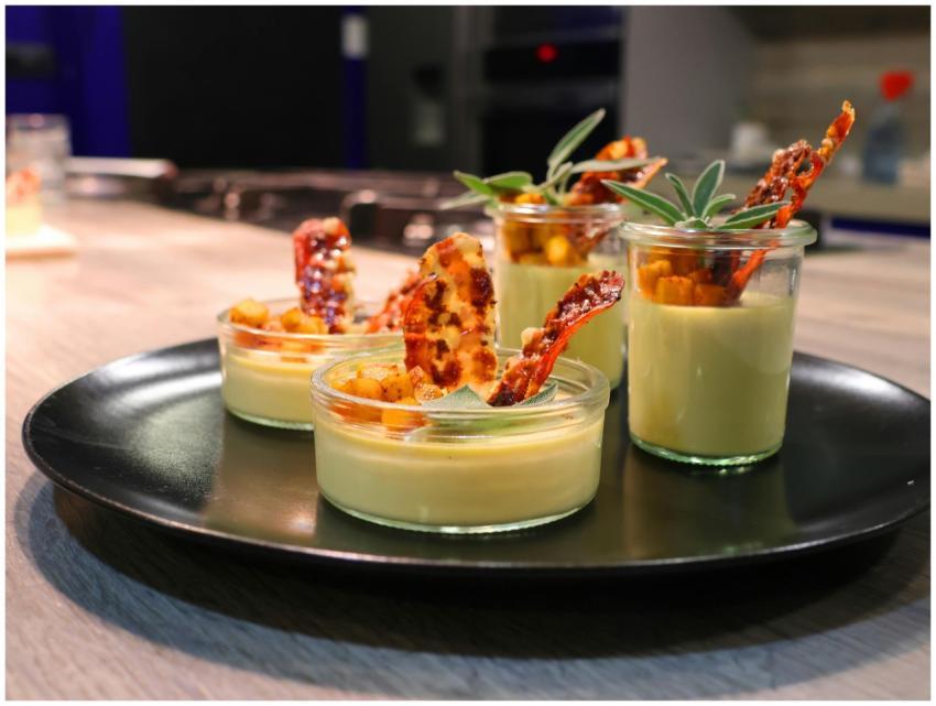 Elegant gourmet dessert served in glass jars with