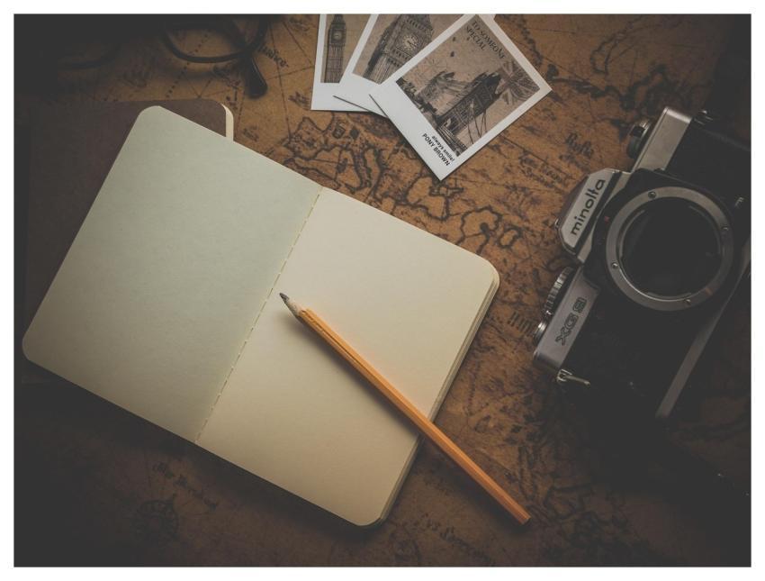 Notebook Camera Map Pencil