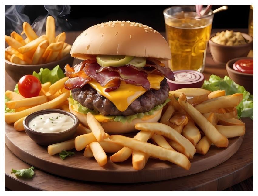 Burgers Restaurant French Fries Fast Food