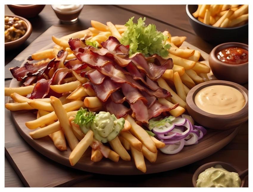 Salchipapas Sausages Potatoes Bacon