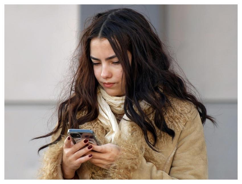 Girl Smartphone Looking Outdoors