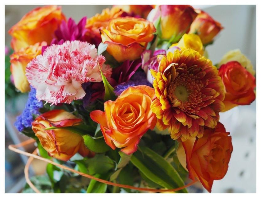 Flowers Bouquet Petals Orange Roses