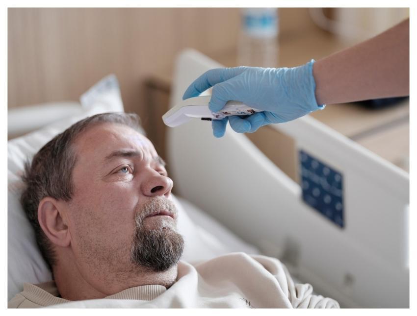 Man Patient Thermometer Doctor