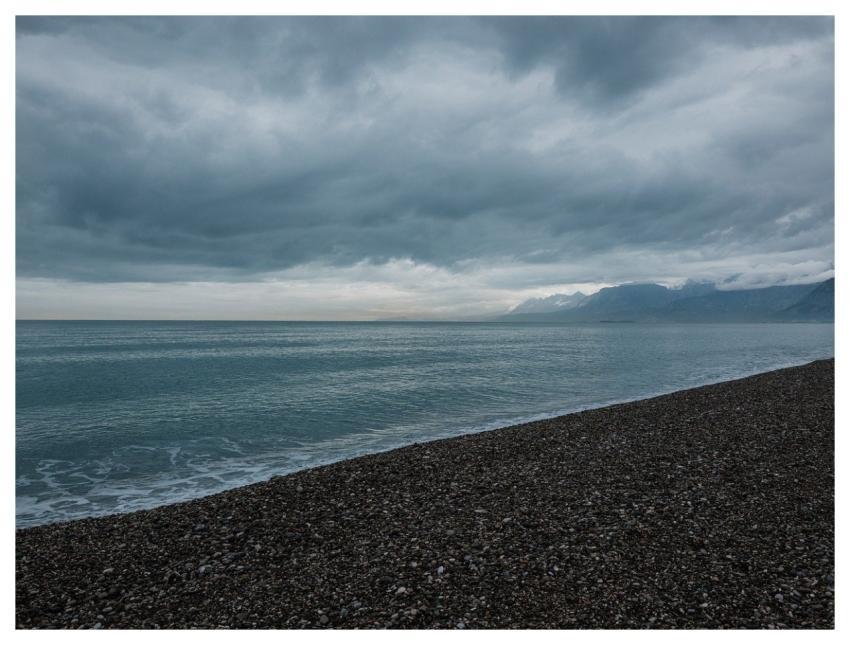 Sea Beach Clouds Mountains