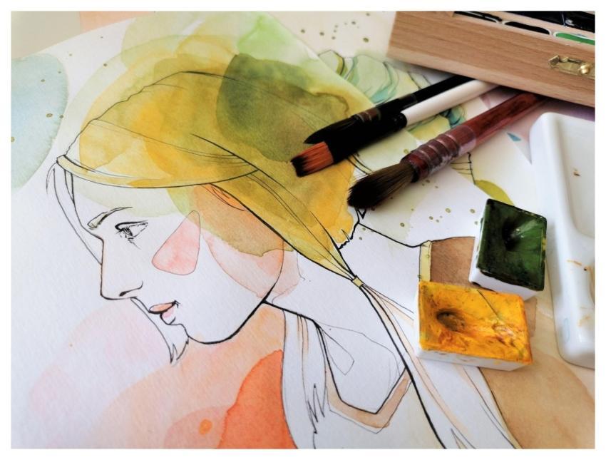 Watercolor Portrait Painting Art
