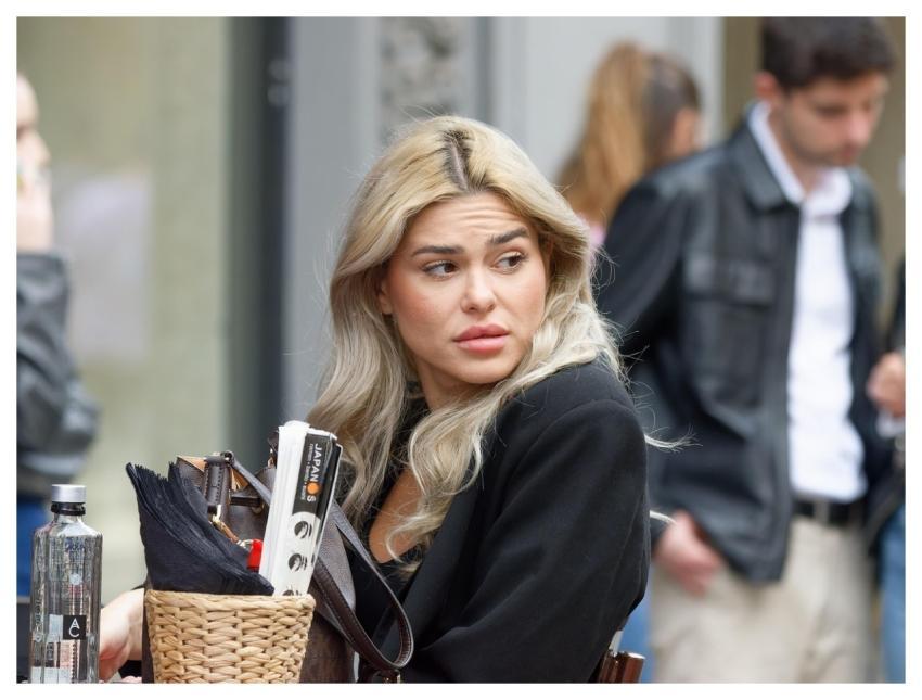 Woman Sitting Terrace Drink