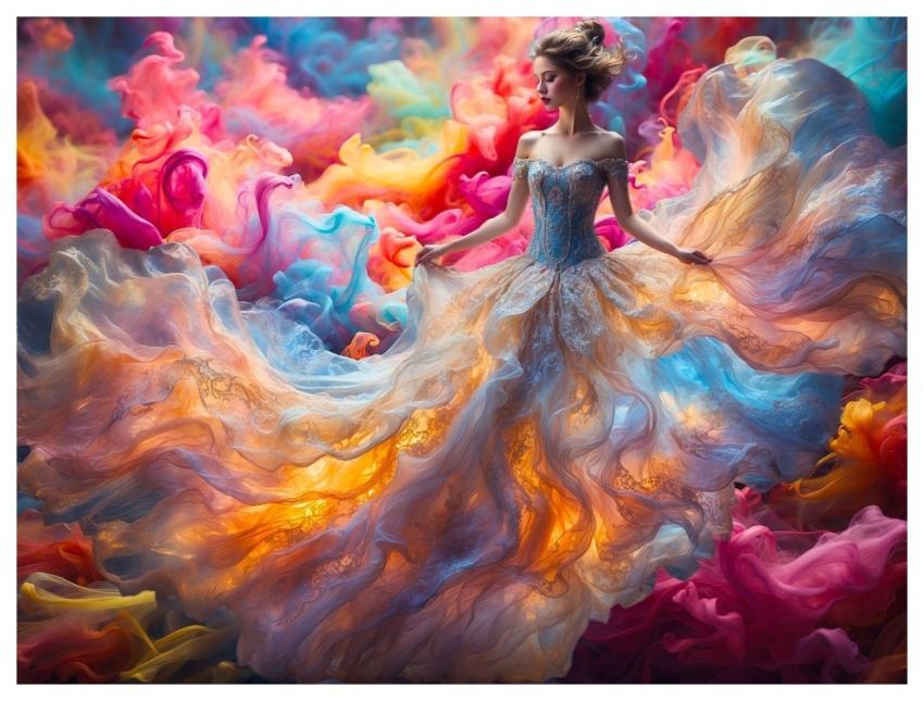 Composing Photomontage Woman Multicoloured