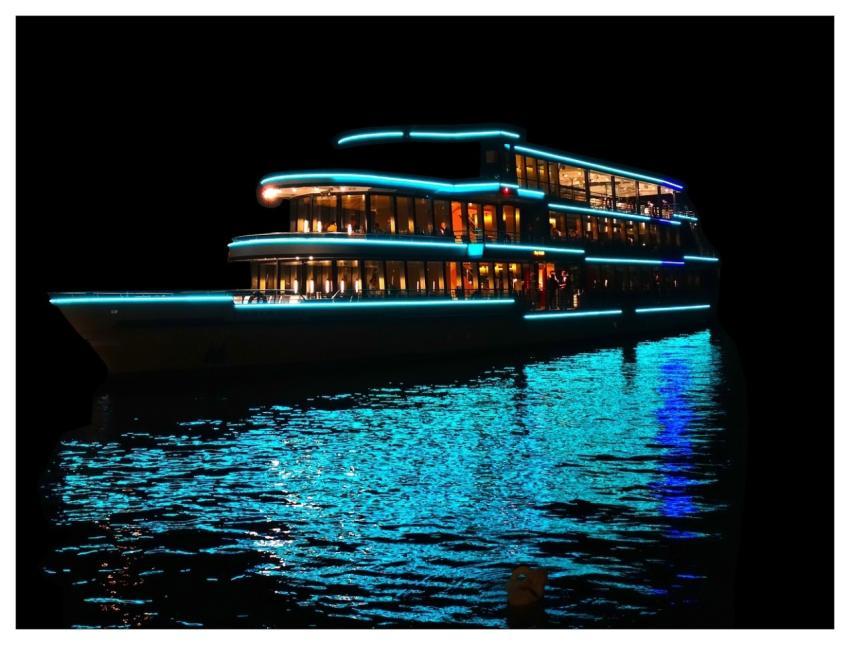 Ship Illuminated Night Ship Sea Night