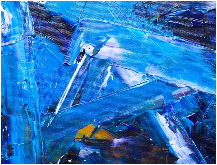 Vibrant abstract art with bold blue and white acry
