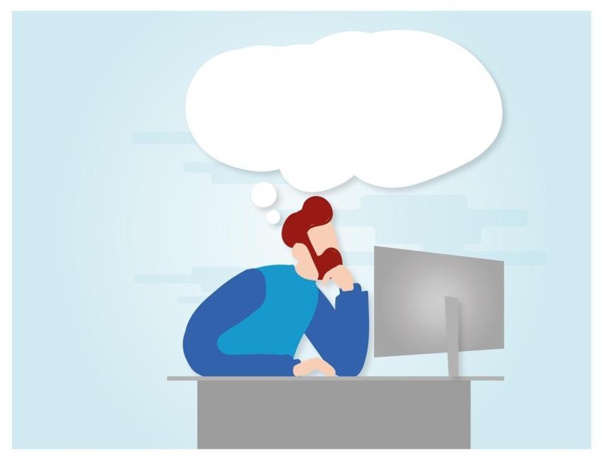 Man Balloon Computer Think