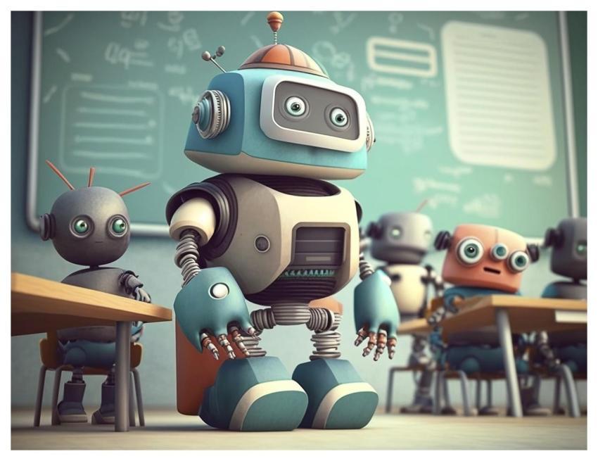 Ai-Generated Robot School Class