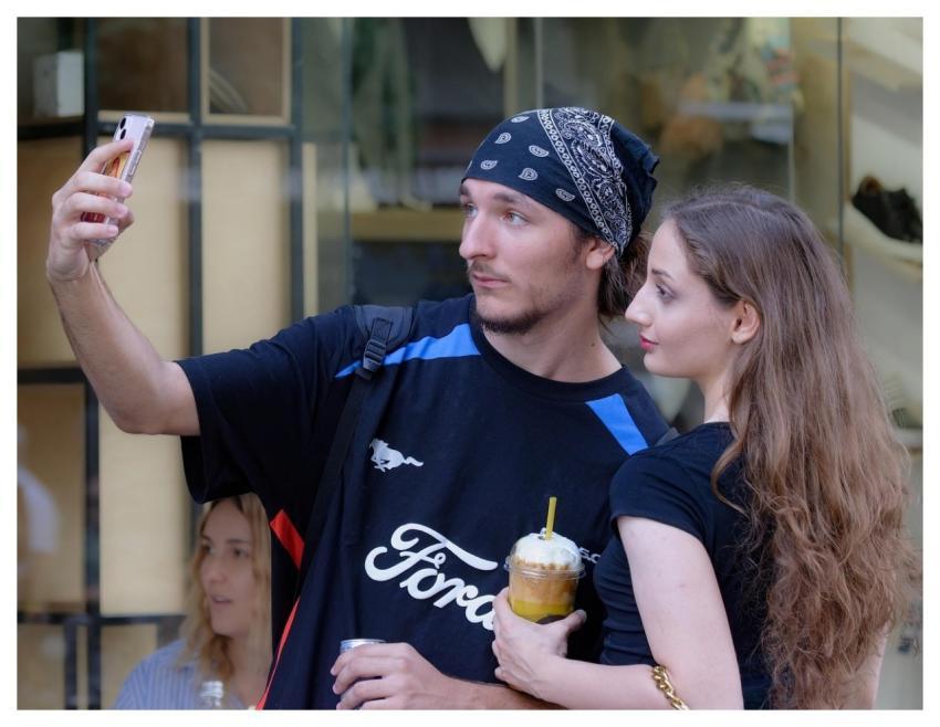 Couple Lovers Taking Photo Self