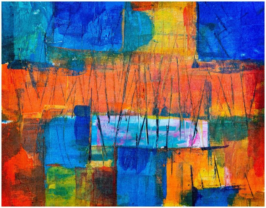 Colorful abstract painting with vibrant tones and