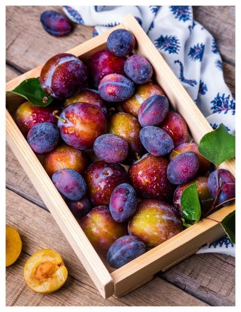 Plums Box Apricots Fruits