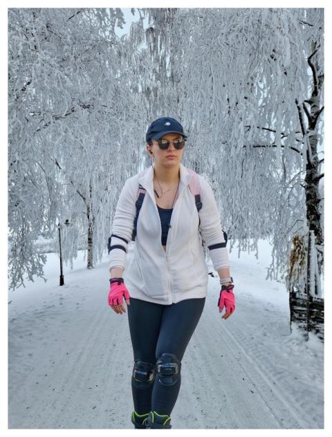 Woman Skating Backpack Snow