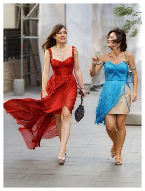 Women Fashion Red Blue