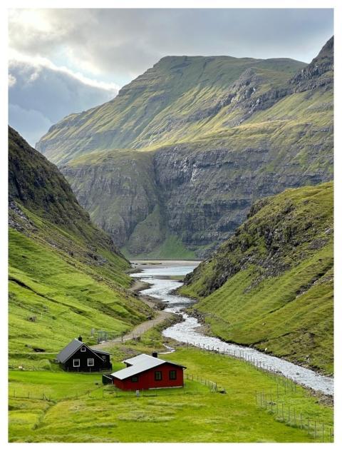 Mountains Valley Landscape Houses