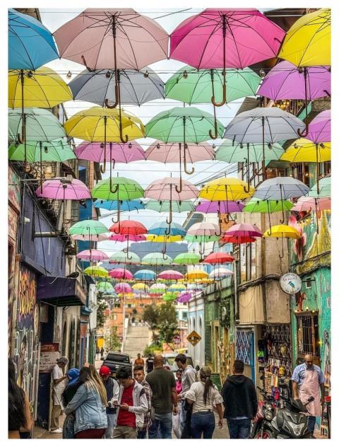 Umbrellas Road People Crowd