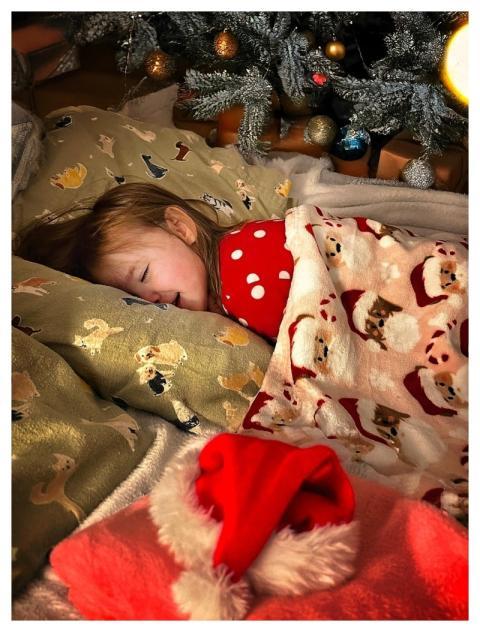 Christmas Toddler Girl Sleeping Christmas Eve Nigh
