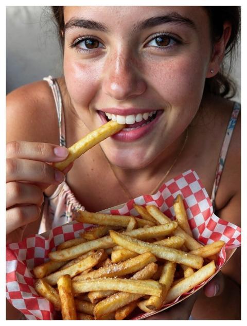 Woman Meal Fries Frits