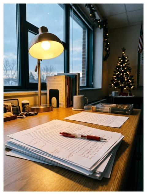 Assessment Grading Papers Teacher Desk Exam Checki