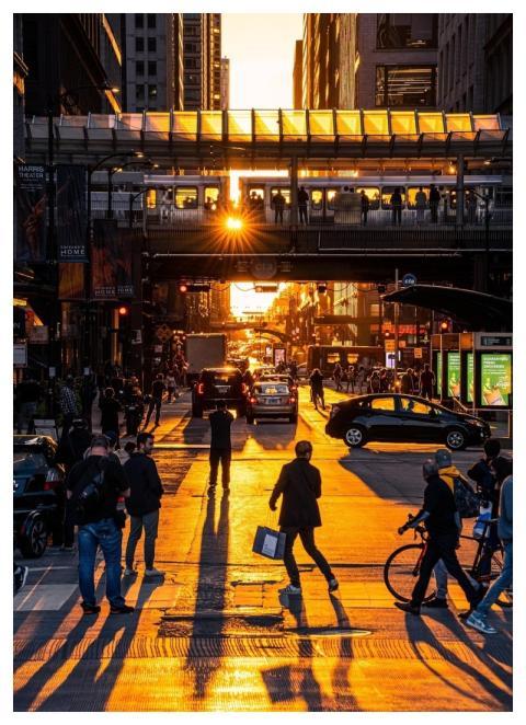 Sunset Cityscape People Road