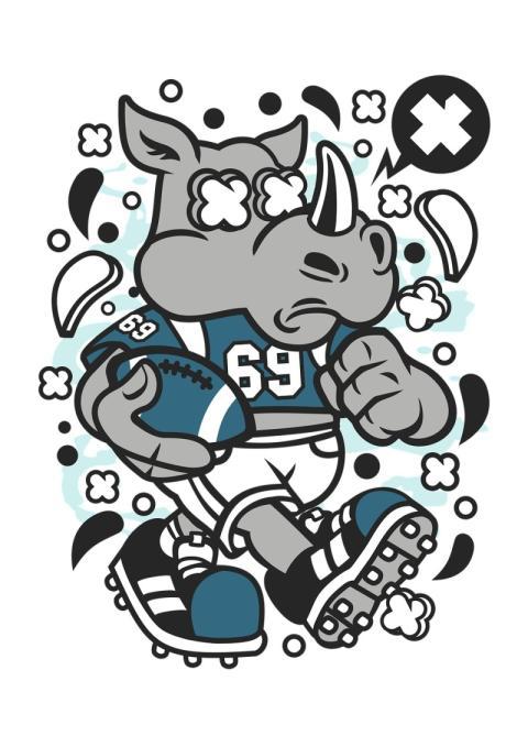 Rhino Football T-Shirt Design Beast Mode Rhino Gri