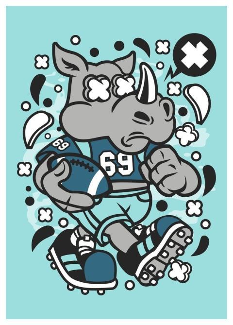 Rhino Football T-Shirt Design Beast Mode Rhino Gri