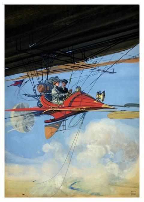 Vintage air travel, aesthetic drawing