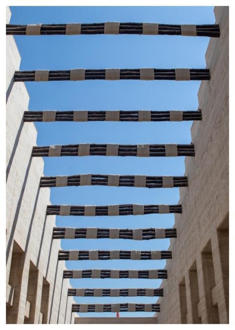 Wooden Beams Ropes Pergola Architectural Detail