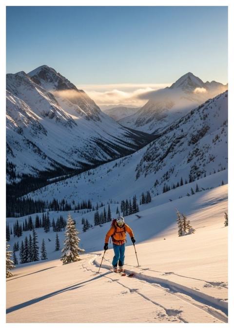 Ski Touring Mountain Sport Sunset