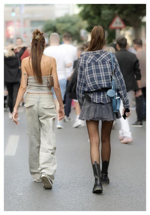 Girls Walking Promenade Street