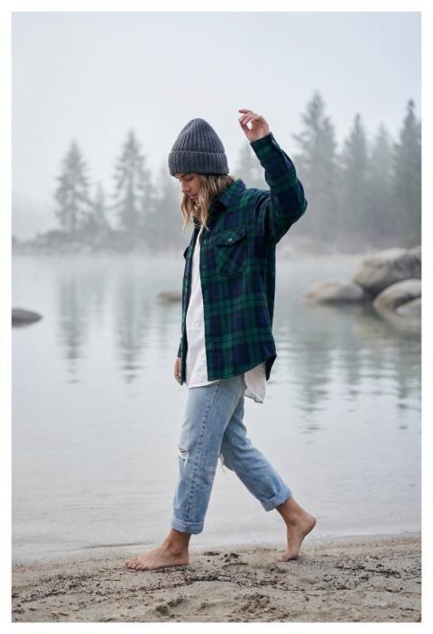 Woman Nature Lake Foggy