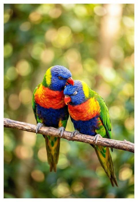 Rainbow Lorikeet Parrot Birds Couple