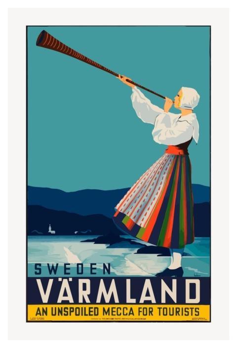 Vintage Sweden travel poster illustration
