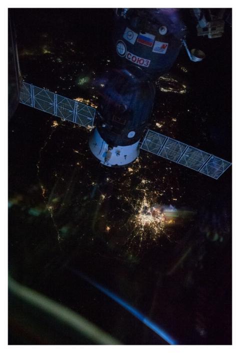 Seoul, South Korea and Aurora at Night (NASA, Inte