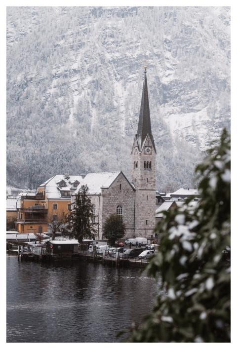Winter Landscape Alpine Village Snowy Mountains La