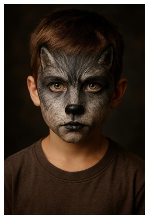 Child Wolf Portrait Painted Face