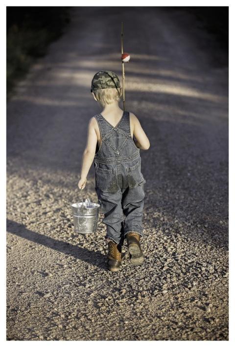 Boy Child Fishing Rod Bucket