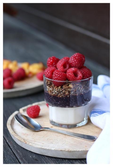 Granola Coconut Yogurt Raspberries Raw Vegan